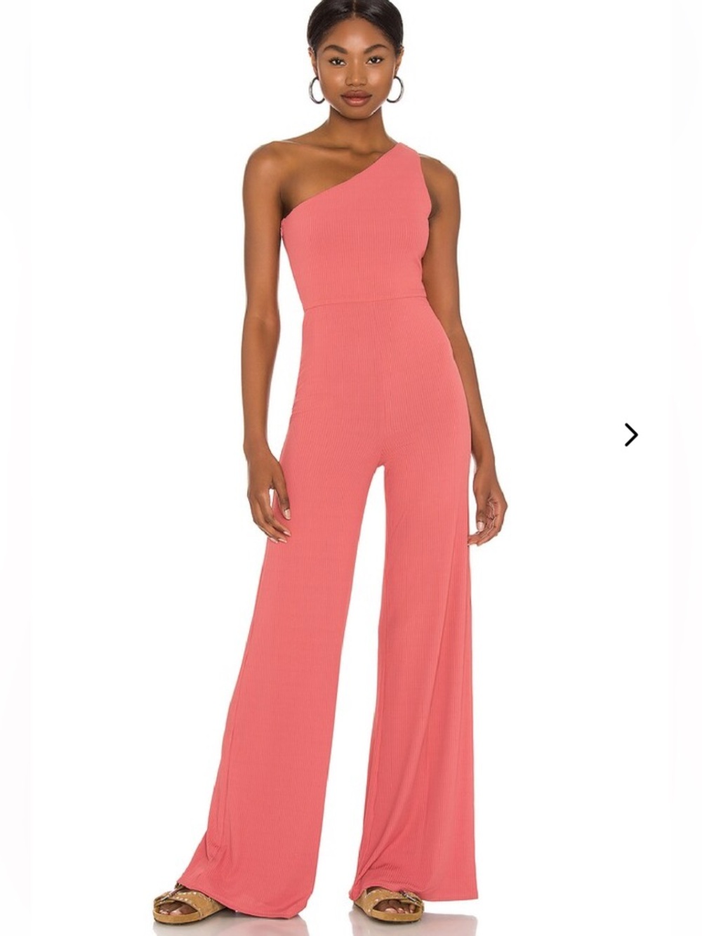 Lovers And Friends Charli Ribbed Knit One Shoulder Jumpsuit Mauve Size Medium